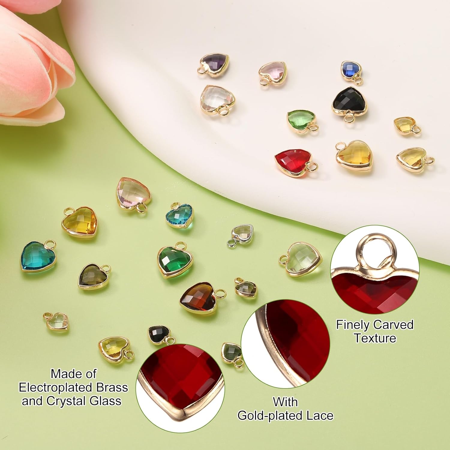 uxcell Crystal Gold Plated Heart Charm, Metal Charm Pendant for Jewelry Making DIY Bracelet Necklace Earring Phone Accessories Keychain Crafting - Image 3