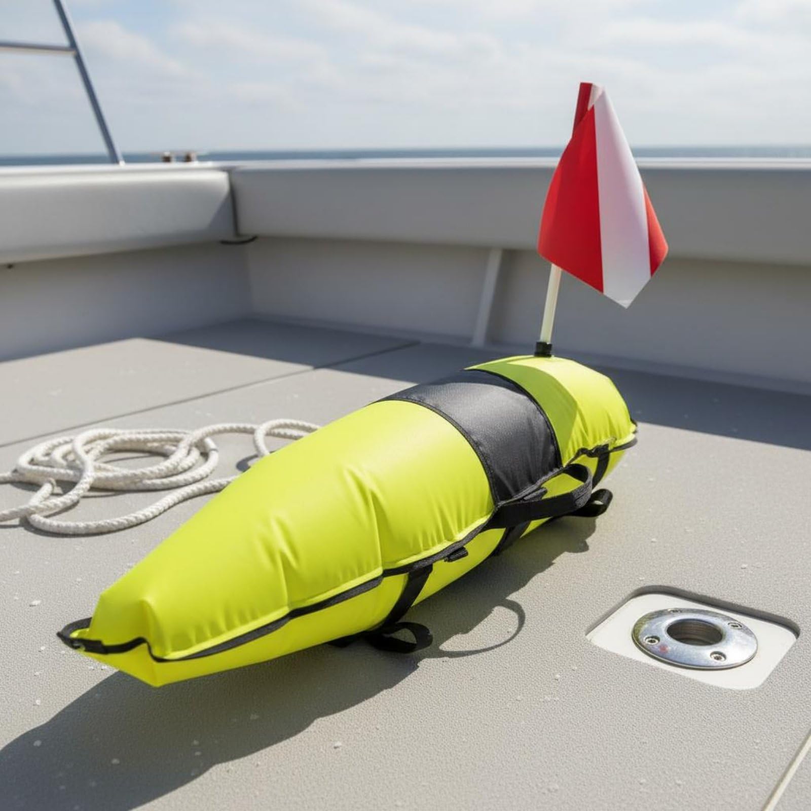 Tauchrettungsboje Aufblasbare Boje Signalboje Markierungsboje aus TPU Und Nylon für Auffällige Oberflächenmarkierung mit Tragriemen Und Einfachem