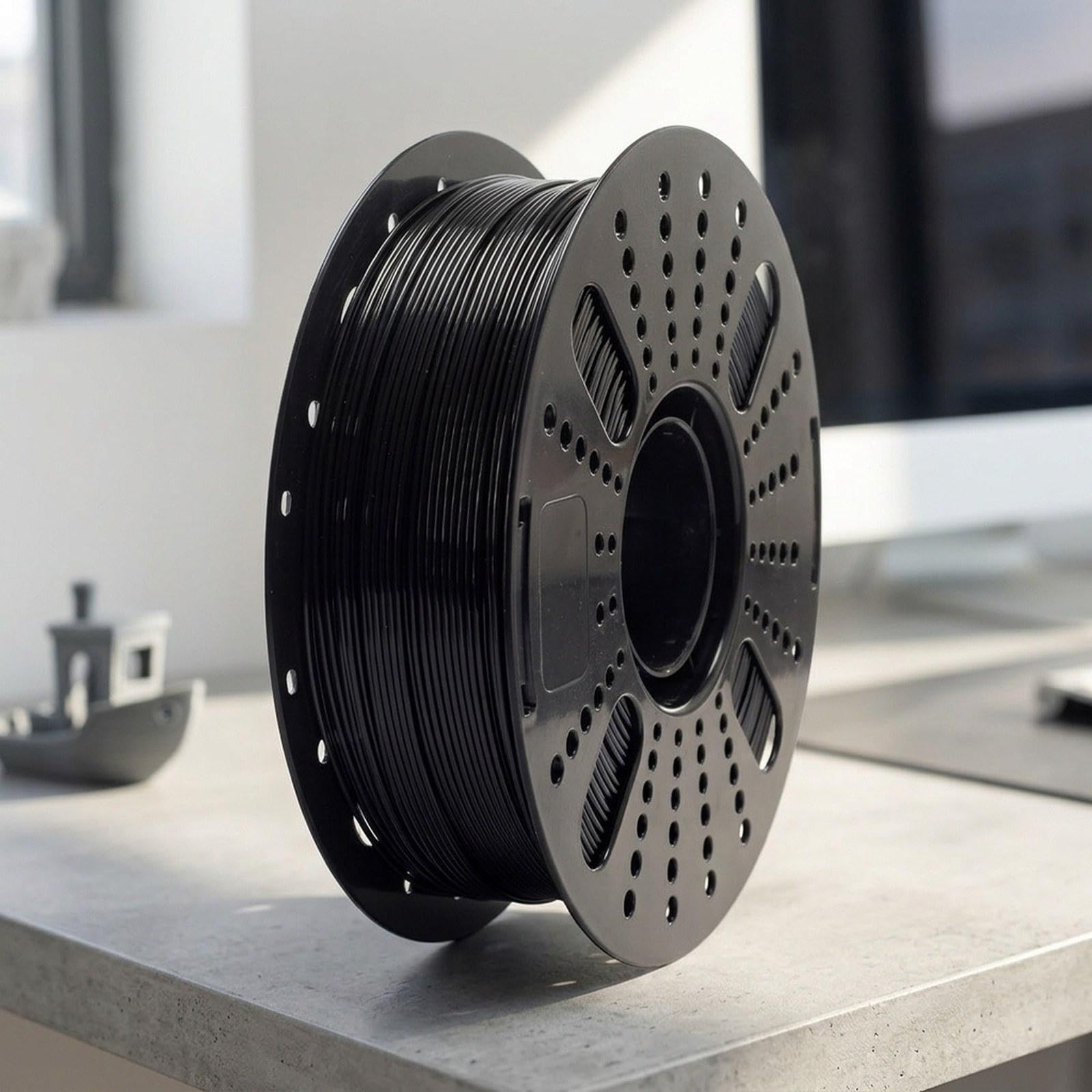 Filamento para Impresora 3D, filamento PETG, Accesorio Rendimiento, Suministros para impresión 3D, Material Alta precisión 1,75 mm, 1, Negro