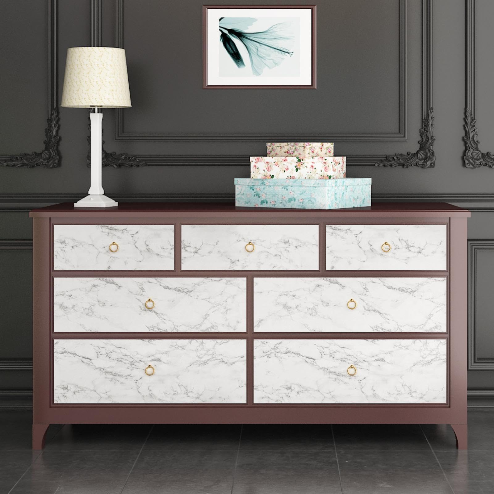 LaCheery 90cm x 400cm Vinilo Adhesivo Muebles Mármol Blanco Gris Papel Pintado Muebles Autoadhesivo Impermeable para Encimera Cocina Armarios Mesas Escritorios Vinilo Marmol Decoración Moderna