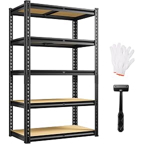 CypBed 72" H Storage Shelves,2250LBS Garage Shelving,Adjustable Metal Shelving Unit,Garage Shelve Heavy Duty for Basement, Warehouse, Kitchen,35.6" W × 16" D × 72" H, Black