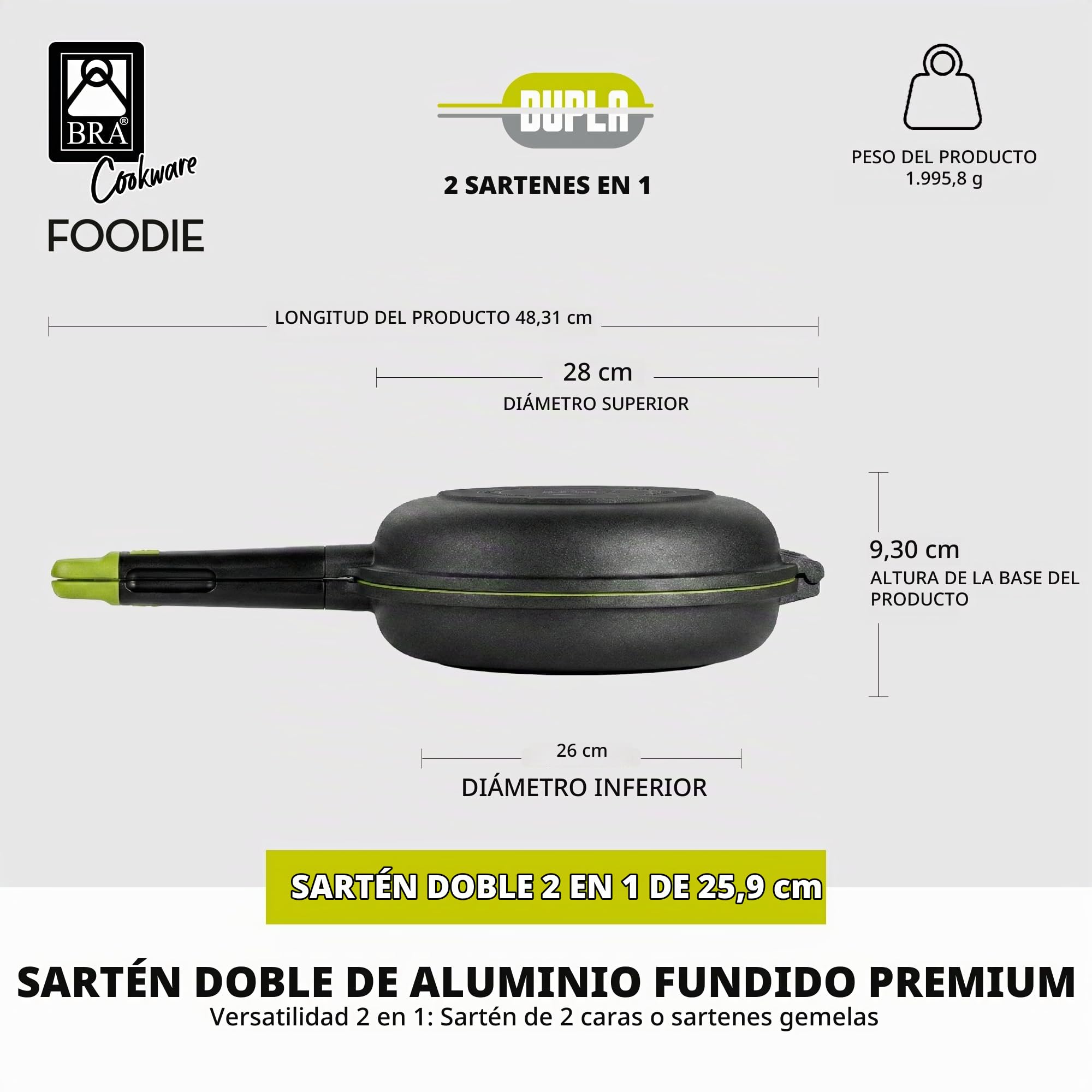 BRA Sarten Doble Tortillas Foodie 26 Cm Induccion