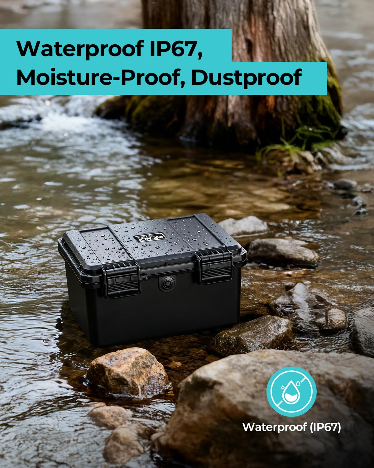 Funda rígida portátil impermeable para teléfonos, productos de vidrio y cerámica, equipo de precisión con espuma personalizada precortada, etc. Funda In-Dims de 7 x 4.7 x 3.6 pulgadas