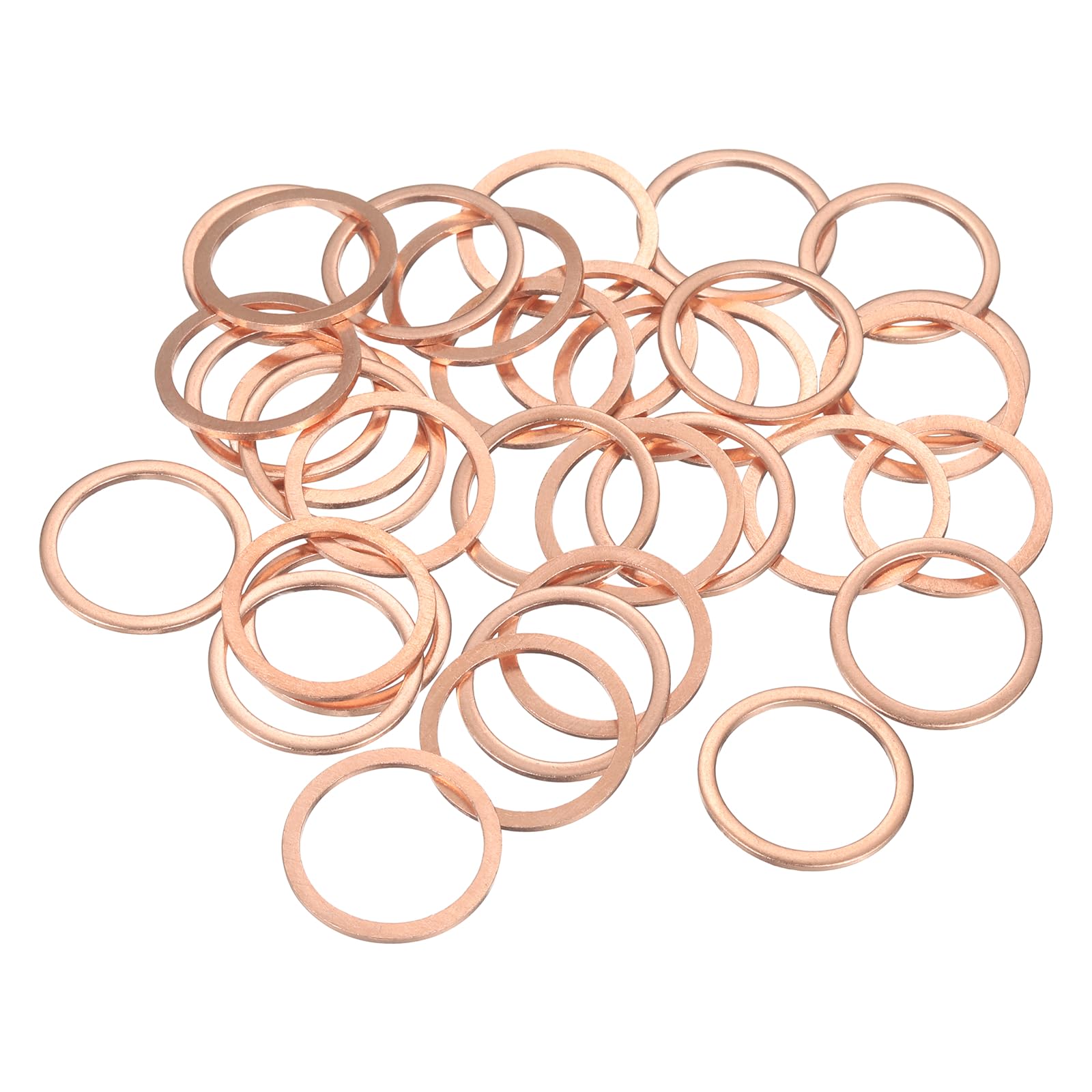 sourcing map 52 Pcs Flat Copper Washers, 22x27x1.5mm Copper Upgraded Flat Metric Sealing Crush Ring Washers for Hydraulic Fittings Screw Bolt Nut Electronic Repair