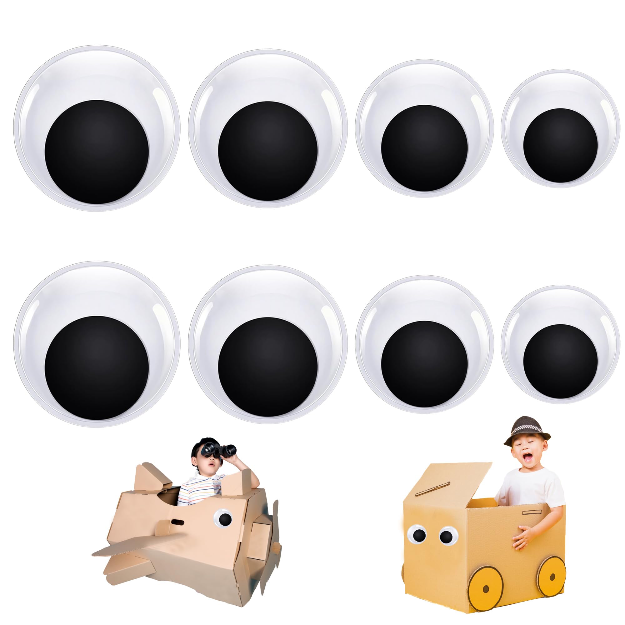 VTYTZZ Wackelaugen Set - 8 Stück Selbstklebend In 40-100mm Für Bastelprojekte