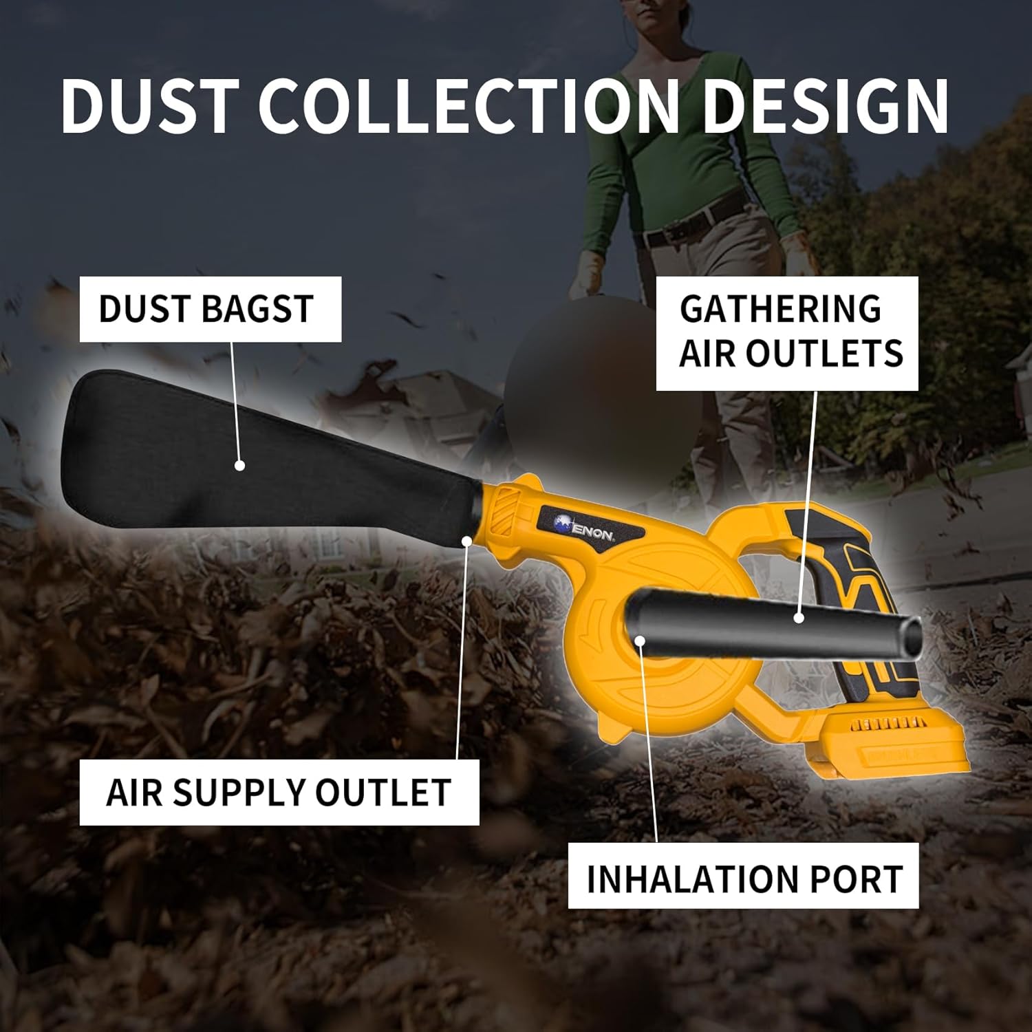 Leaf Blower Cordless for Lawn Care Brushless Hand Blowers with Charger 6 Nozzles 3 Speed Inflation & Deflation Extended Tube 3000 mAh-19000RPM 106CFM Lightweight Battery Powered Electric Leaf Vacuum