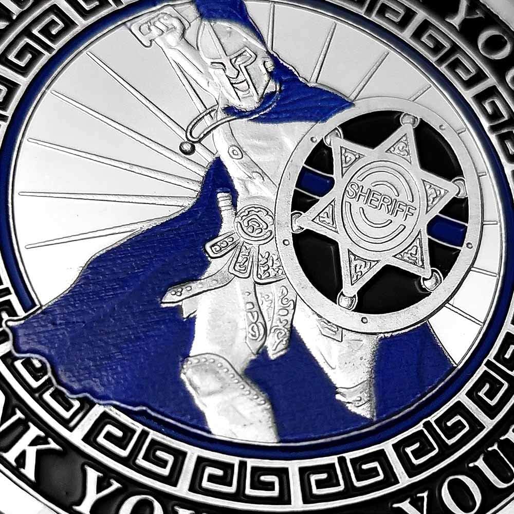 5 Pcs Sheriff's Prayer Challenge Coin Police Officer Thin Blue Line Spartan Coin
