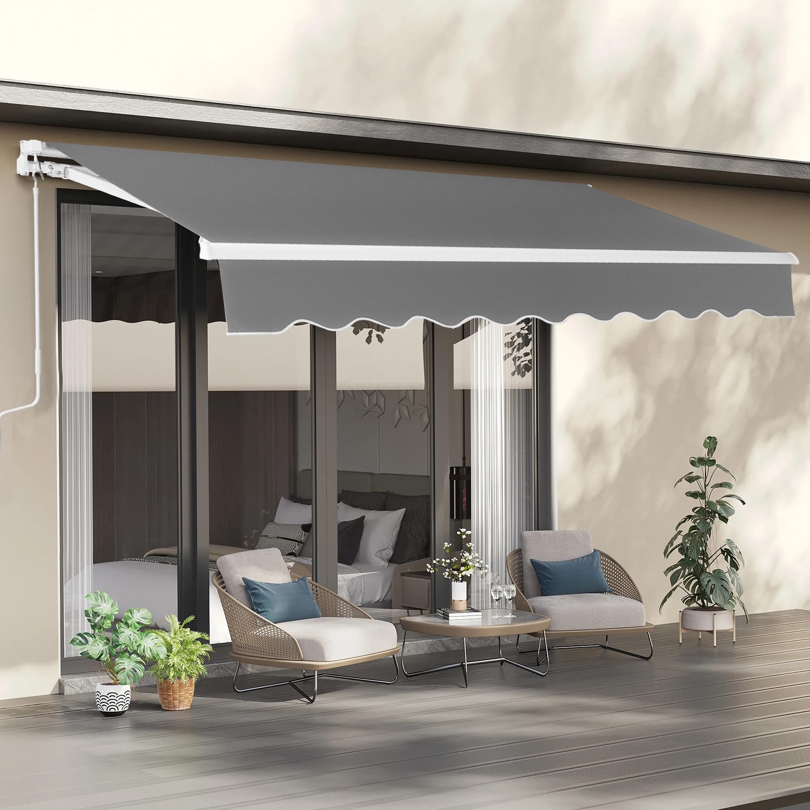 VINGLI 12' x 10' Retractable Awning (Gray)