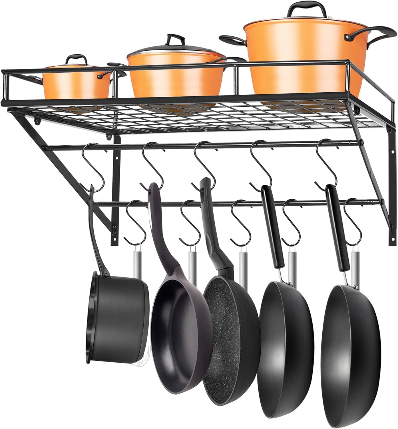 BQKOZFIN 60CM Wall Mounted Pot Pan Rack, Hanging Pots & Pans Holder