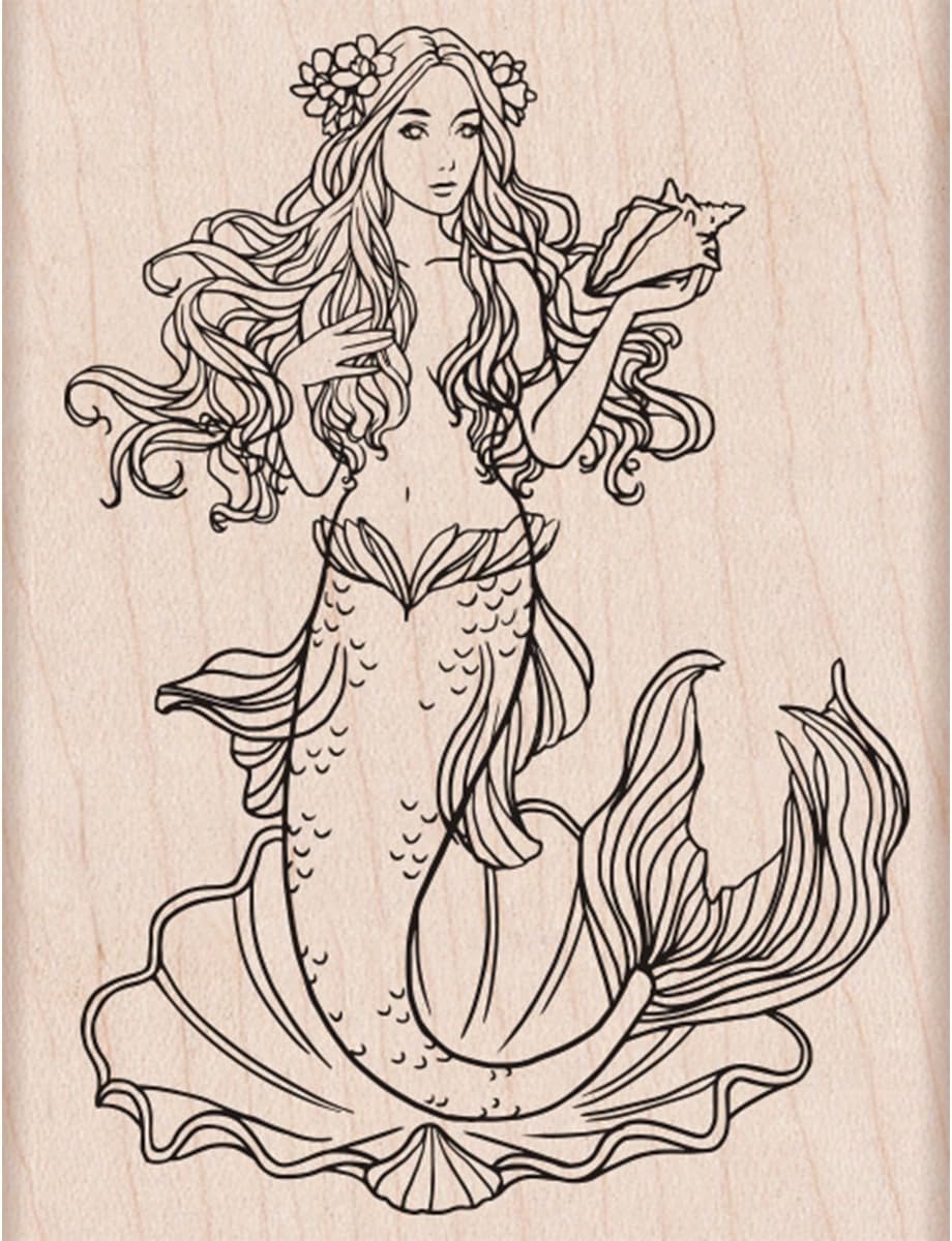 Hero Arts K6229 Woodblock Stamps, Mermaid