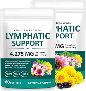 Lymphatische Drainage Supplement 60 St ck Lymph System Support Supplement Lymph Cleanse Detox 21-in-1 Kr utermischung zur Unterst tzung Gesunder Energieniveaus und Immun Balance - 2 Beutel