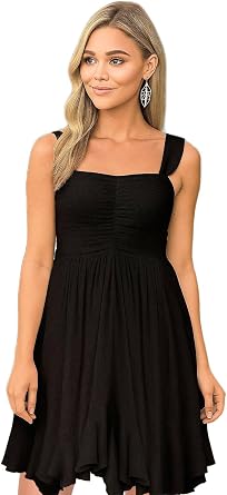 ThePirateDressing Summer Bohemian Cottagecore Gypsy Beach Smoked Mini Dress with Spaghetti Straps