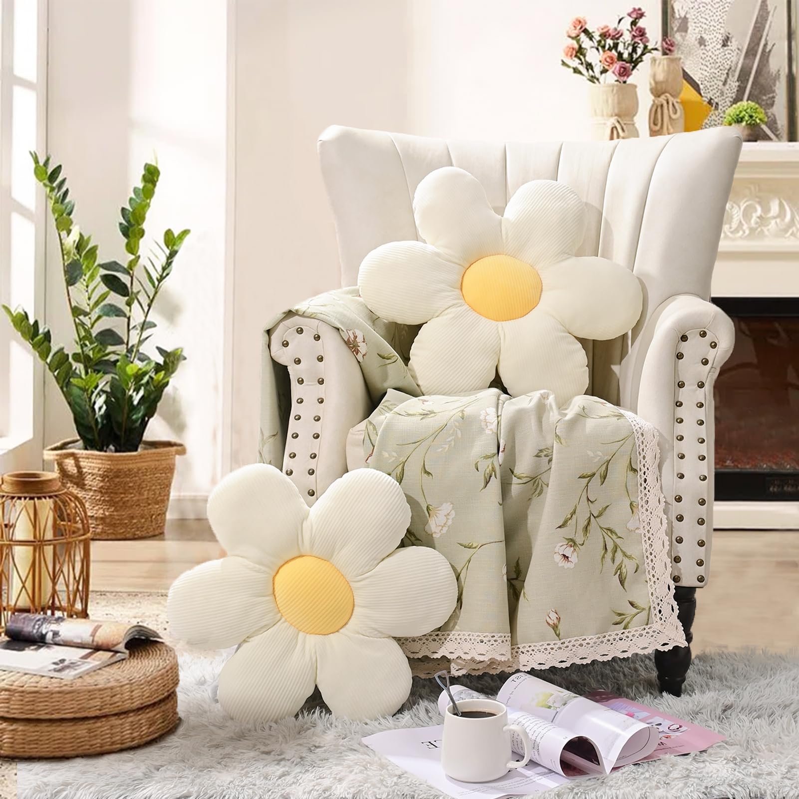 Yhoelata Bloemenkussen wit, zitkussen vloer esthetische kamer decoratie slaapkamer, gandeliefje decoratief kussen kinderkamer, preppy kamerdecoratie, sofakussen 50 cm Yhoelata Bloemenkussen wit, zitkussen vloer esthetische kamer decoratie slaapkamer, gandeliefje decoratief kussen kinderkamer, preppy kamerdecoratie, sofakussen 50 cm