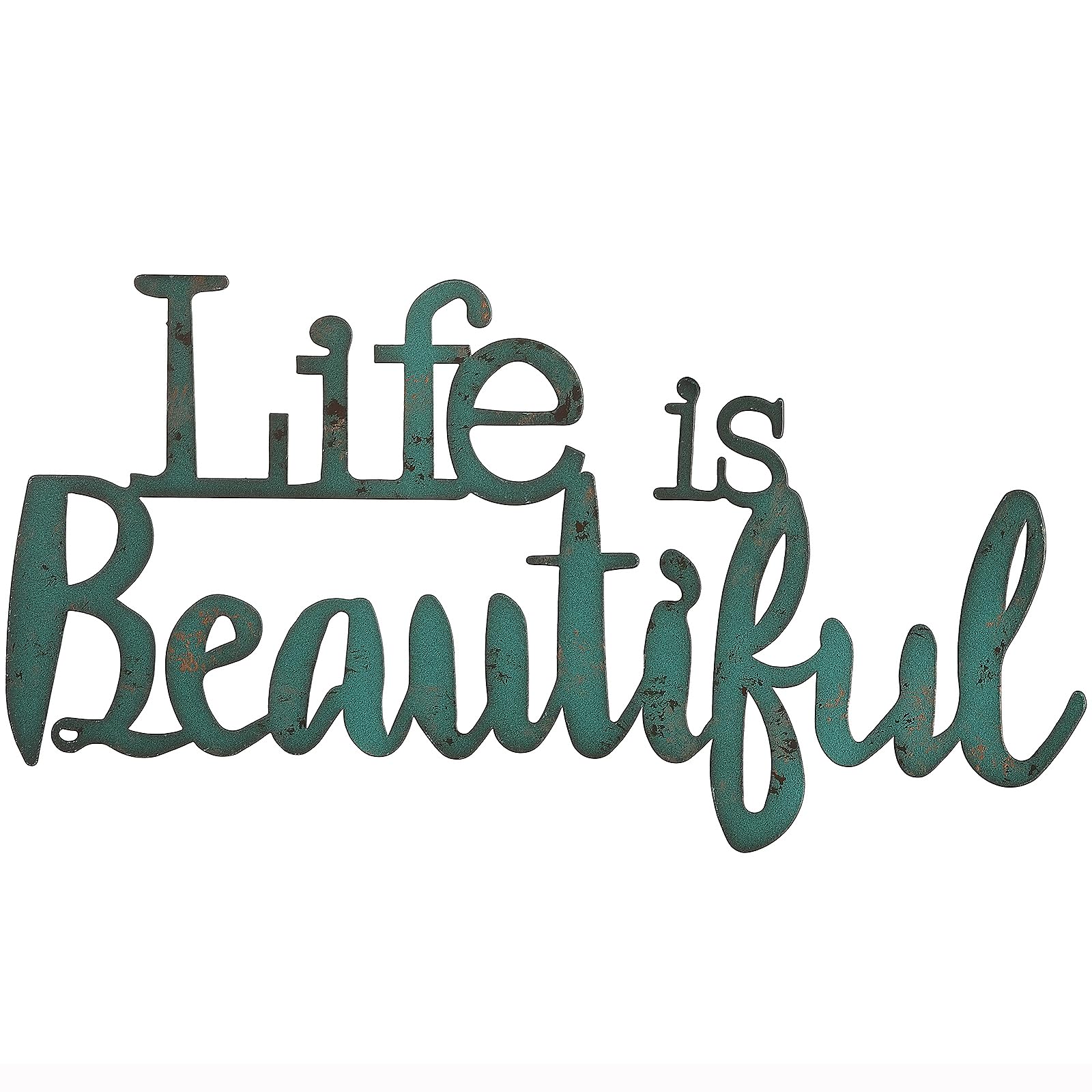 12" Life is Beautiful Wall Art Decor, Life is Beautiful metal signs for wall, Teal