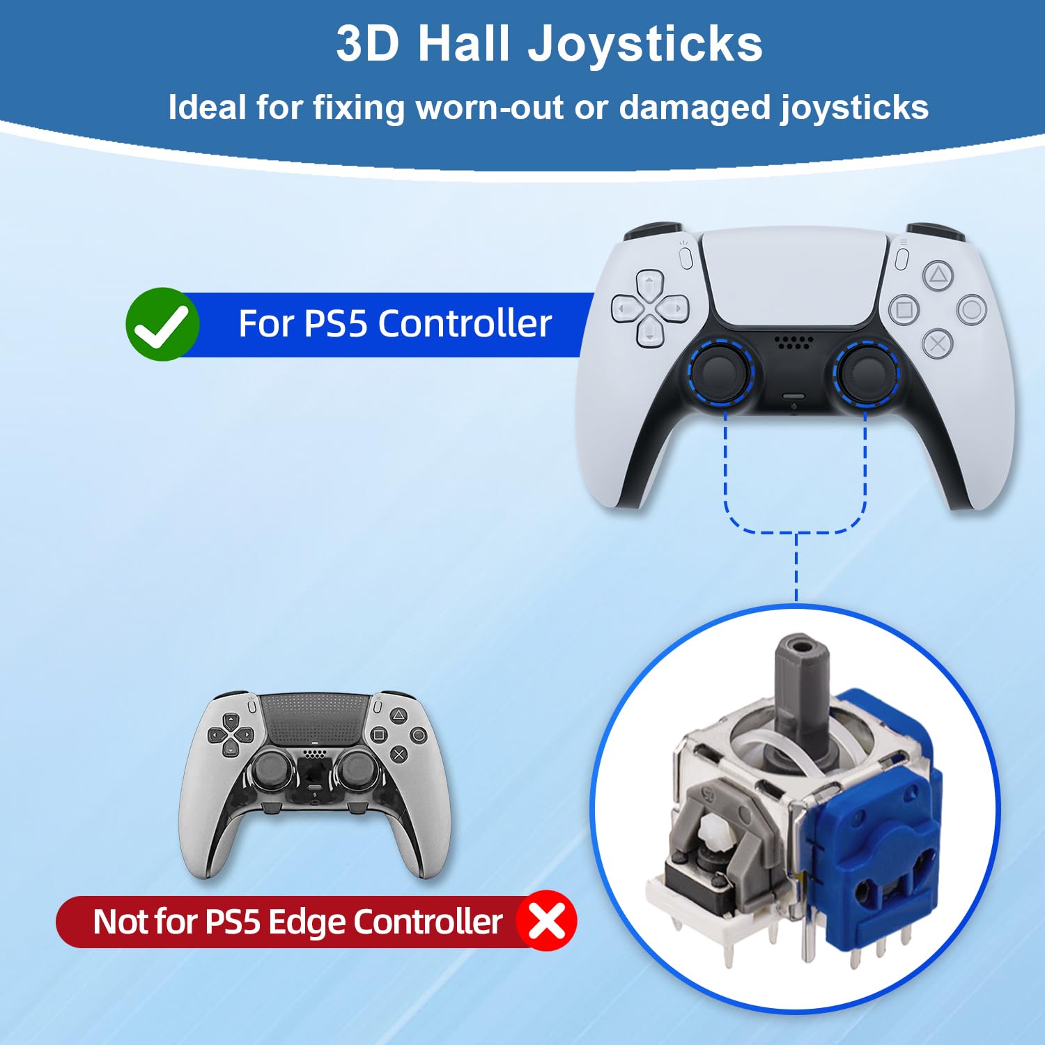 Wigearss 7 w 1 Zestaw naprawczy analogowych kontrolerów Halla do kontrolera PS5, akcesoria zamienne do kontrolera z narzędziem otwierającym kompatybilne z kontrolerem PS5 DualSense