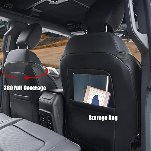 Vista 20 de Mabett Fundas de asiento con respaldo y reposabrazos para accesorios Ford Bronco 2021 2022 2023 2024 4 puertas juego completo de fundas interiores