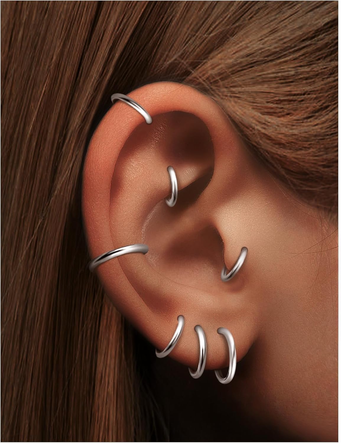 20G 18G 16G 14G Nose Rings Hoops 316l Surgical Steel Clicker Septum Jewelry Lip Ring Tragus Helix Daith Rook Conch Snug Cartilage Lobe Earrings Hoop Piercing Jewelry For Women Men - Image 4