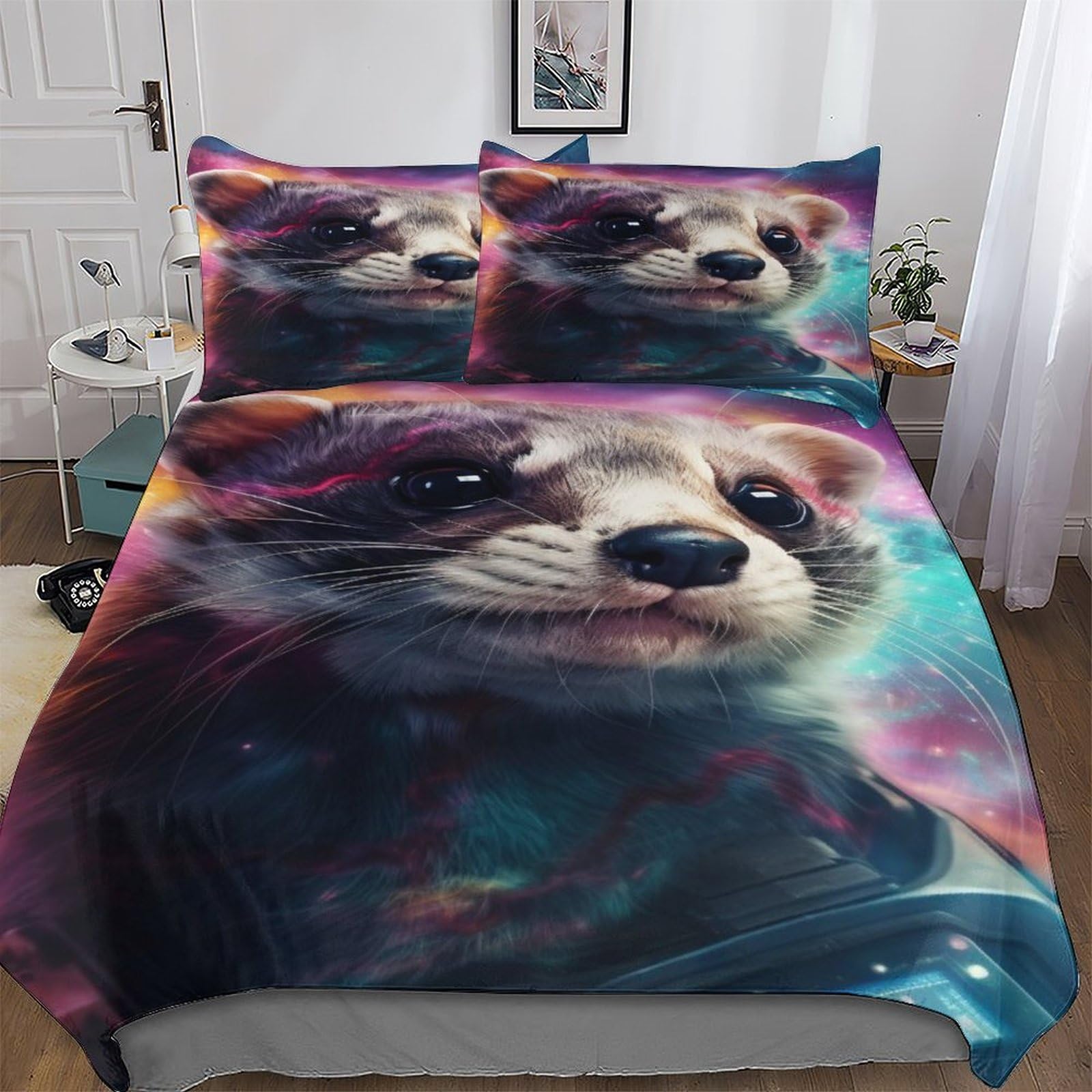 Parure de lit motif suricate pour chambre d'enfant et adulte housse de couette zippée
