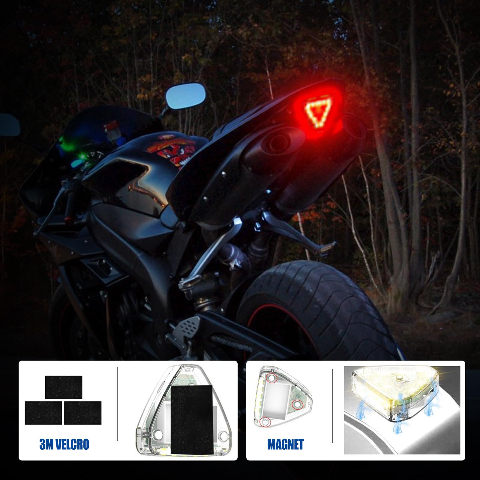 Gotrain 4PCS LED Strobe Drone Light High Brightness 7 Colors LED Strobe Night Anti Collision Lights USB Rechargeable Flashing Lights for Car Motorcycle Aircraft RC Boat Dirt Bike - Image 3