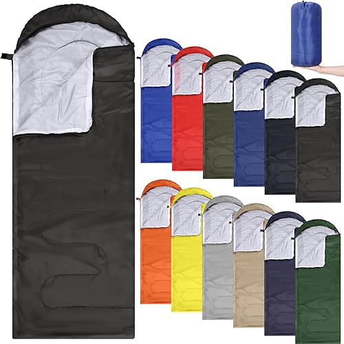 Vista 8 de Junkin 12/36 Pcs Camping Sleeping Bag Bulk for Adults Homeless 4 Season Cold Warm Weather Sleeping Bags Waterproof Lightweight with Compression Sack