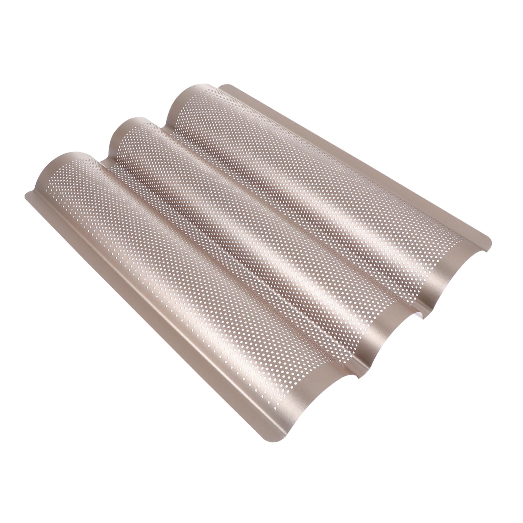Baguette Backform aus Karbonstahl mit Antihaftbeschichtung, Gold