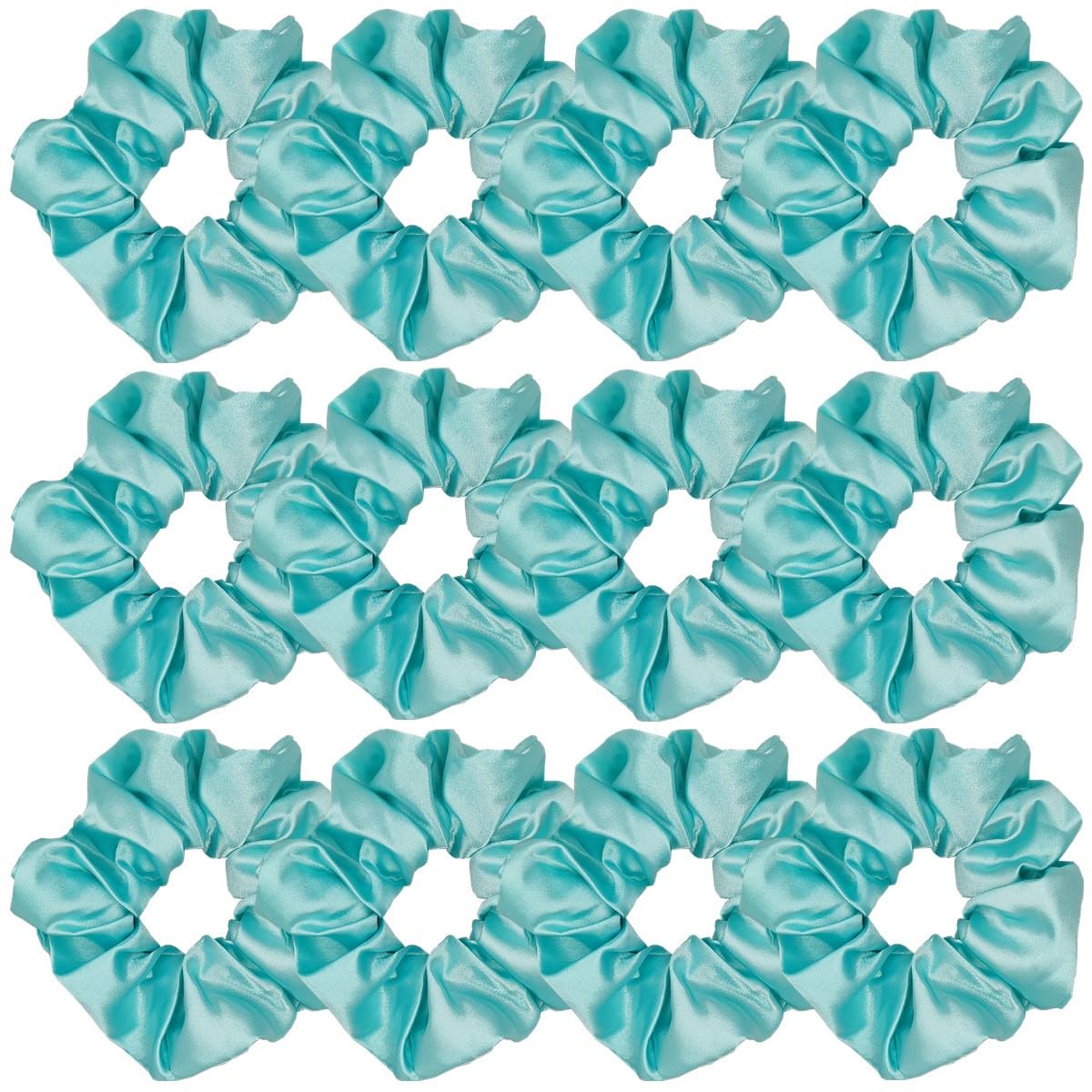 Haargummis aus Satin, Seide, weiche Haargummis, modische Haarbänder, Haarschleife, elastisch, Pferdeschwanz-Halter, Haarschmuck für Damen und Mädchen, Blau, Grün, 12 Stück