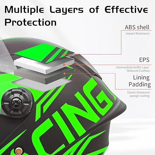 Miniatura 6 de SanQing - Casco de motocicleta de cara completa para niños, motocross, bicicleta de tierra, ATV, BMX, kart, todoterreno, para 4 ruedas, niño, niña,