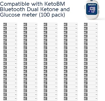 KetoBM Blood Glucose Test Strips for Dual Blood Glucose & Ketone Meter, 100 Count