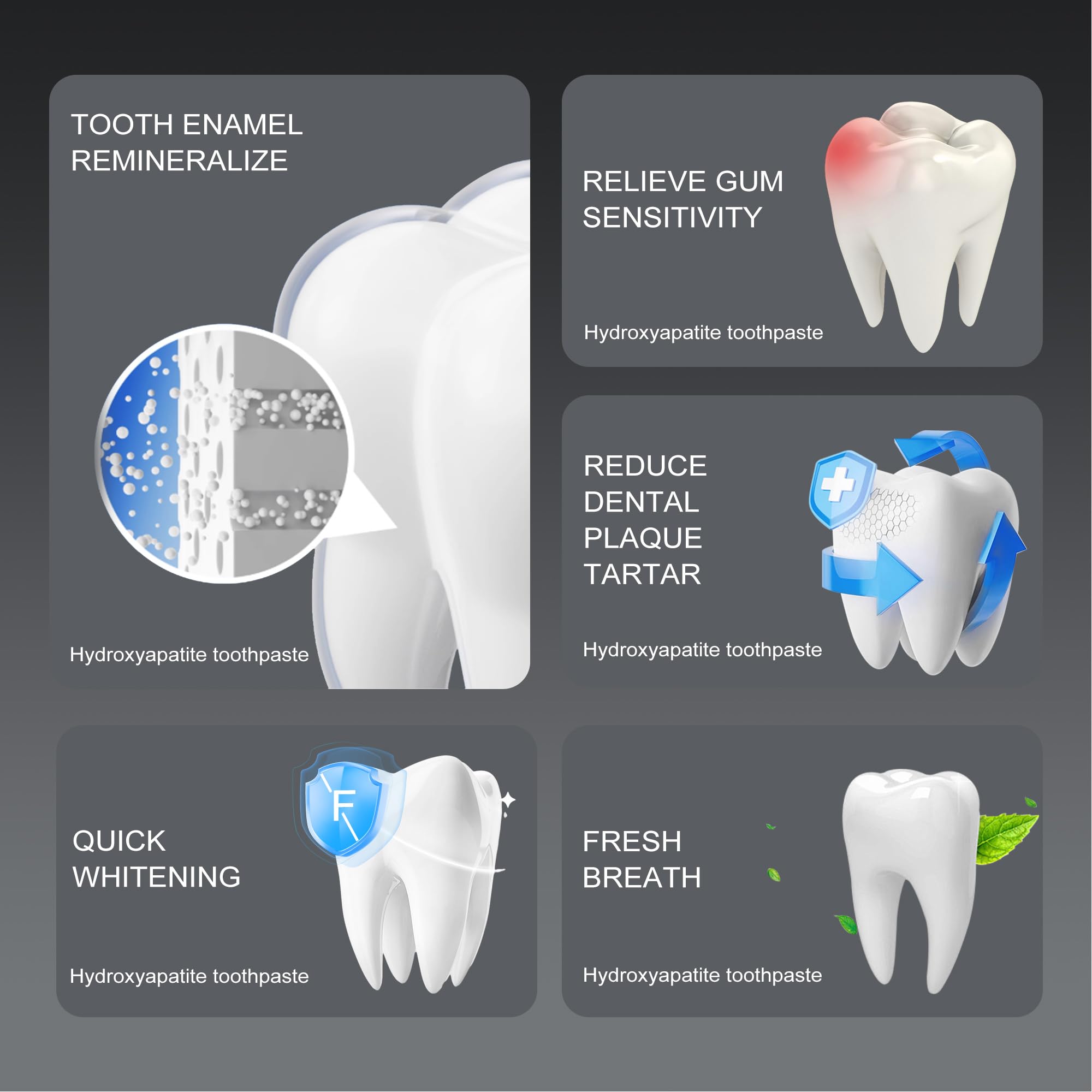 Dentifricio idrossiapatite al 7,5% per una protezione avanzata dello smalto, dentifricio nano idrossiapatite senza fluoro, formula delicata ed efficace, alito fresco, adatto per denti sensibili