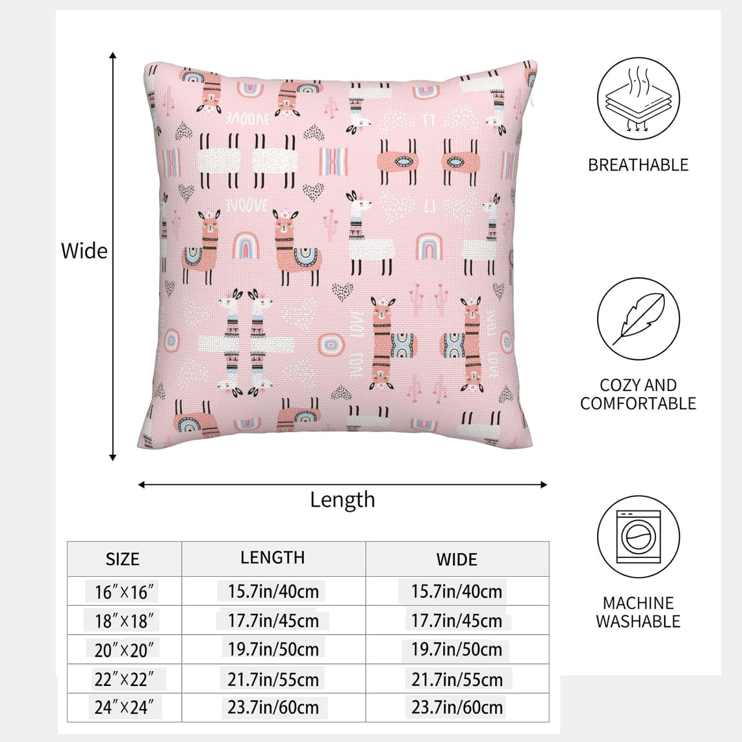 Llama. Imitation Linen Pillowcase -2 Sets, Fashionable Home Decoration, Used for Sofas, Gardens, beds