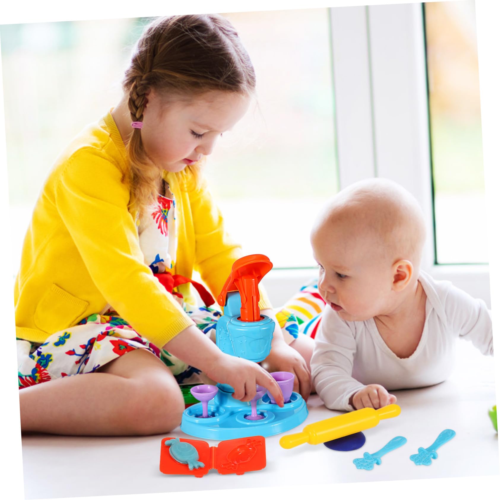 Kisangel Set di Accessori per Pasta Modellabile Gelatiera, Macchina per Spaghetti e Hamburger, Materiale Abs, 51 Pezzi, Gioco da Cucina per Bambini e Ragazzi, per Giochi di Compleanno