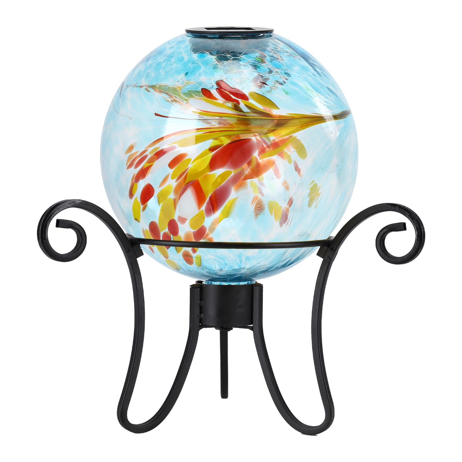Solar Gazing Ball, 25,4 cm, Glas, reflektierende Gartenkugel für den Außenbereich, Rasen-Dekoration | Gazing Ball, Glaskugel, Solarkugel, Ornament für Garten, Hof, Zuhause, Tisch, Outdoor-Dekoration, Blau