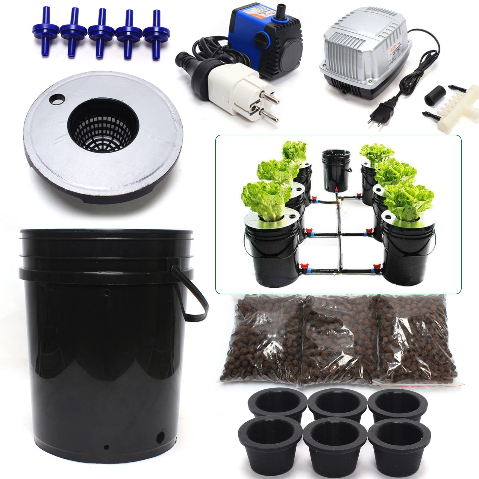 DWC Hydrokultur Grow System Kit 20L x 7 Bucket Indoor Hydroponic Cultivation System