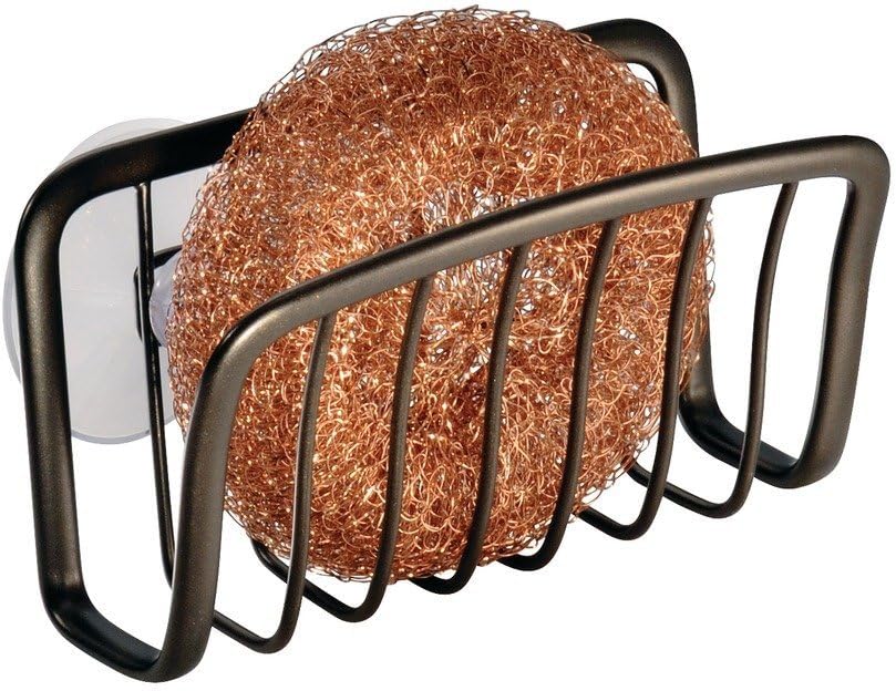 iDesign Axis Steel Kitchen Sink Suction Sponge Holder - 2.25" x 4.5" x 2.75", Bronze