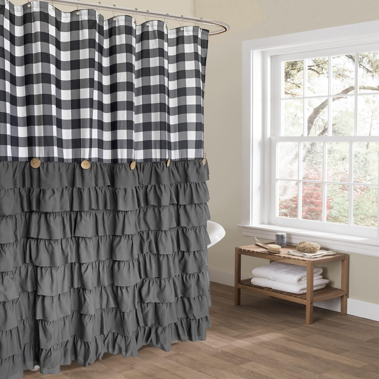 Seasonwood Farmhouse Shower Curtain Grey Shower Curtain