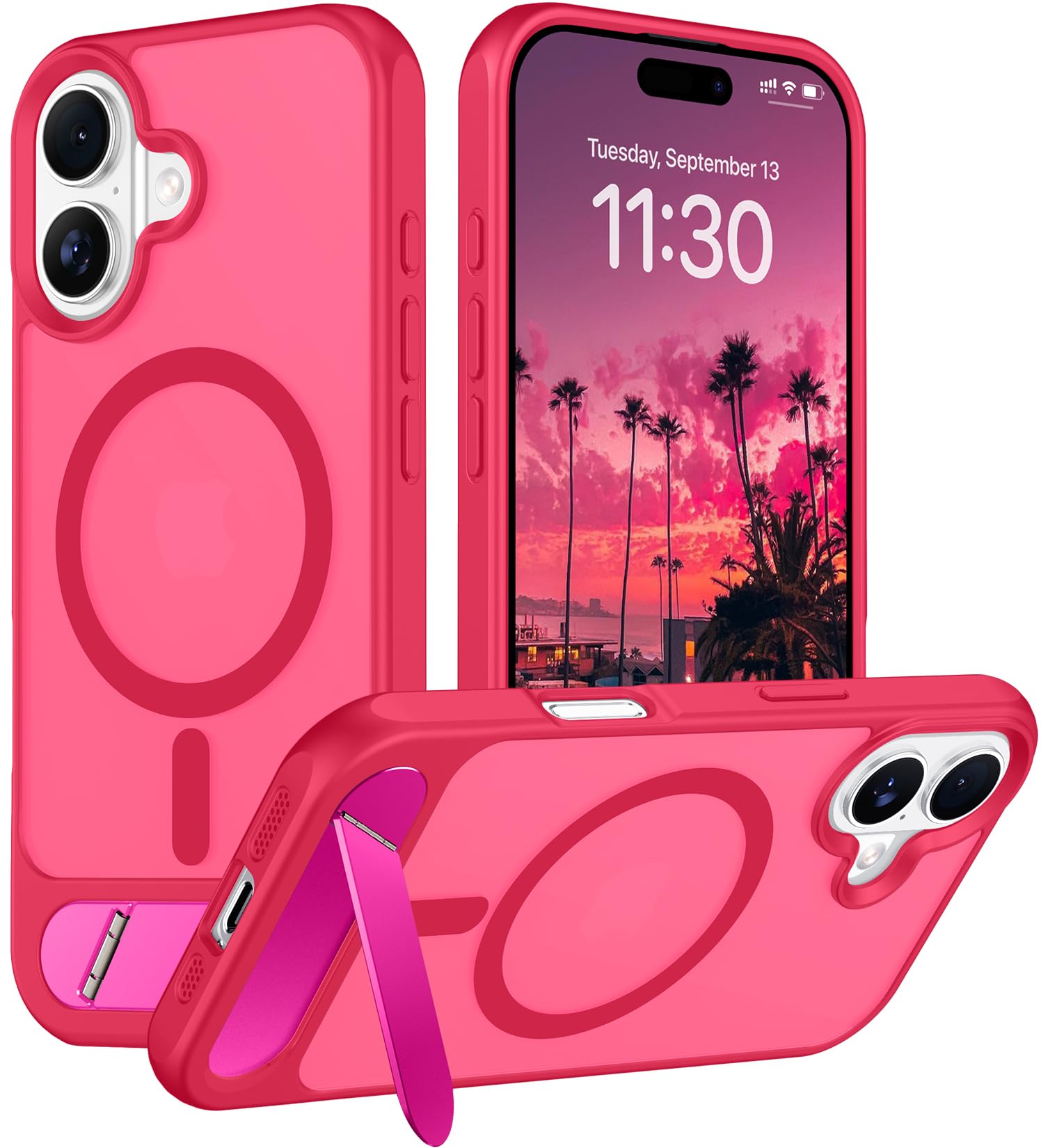 Temdan Magnetic Compatible with iPhone 16 Case, [Built-in Invisible Kickstand][Compatible with MagSafe][Military Grade Shockproof] Slim Translucent Matte Phone Case for iPhone 16 6.1"