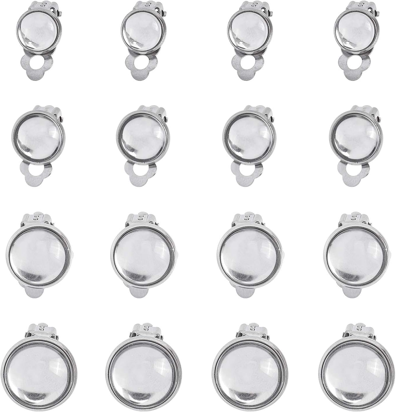 UNICRAFTALE 4 Sizes 8mm/10mm/12mm/14mm Clip-on Earring Blanks with Cabochons 40sets Stainless Steel Earring with Glass Cabochon Flat Tray Leverback Earring for Non-Pierced Ears DIY Earrrings - Image 8