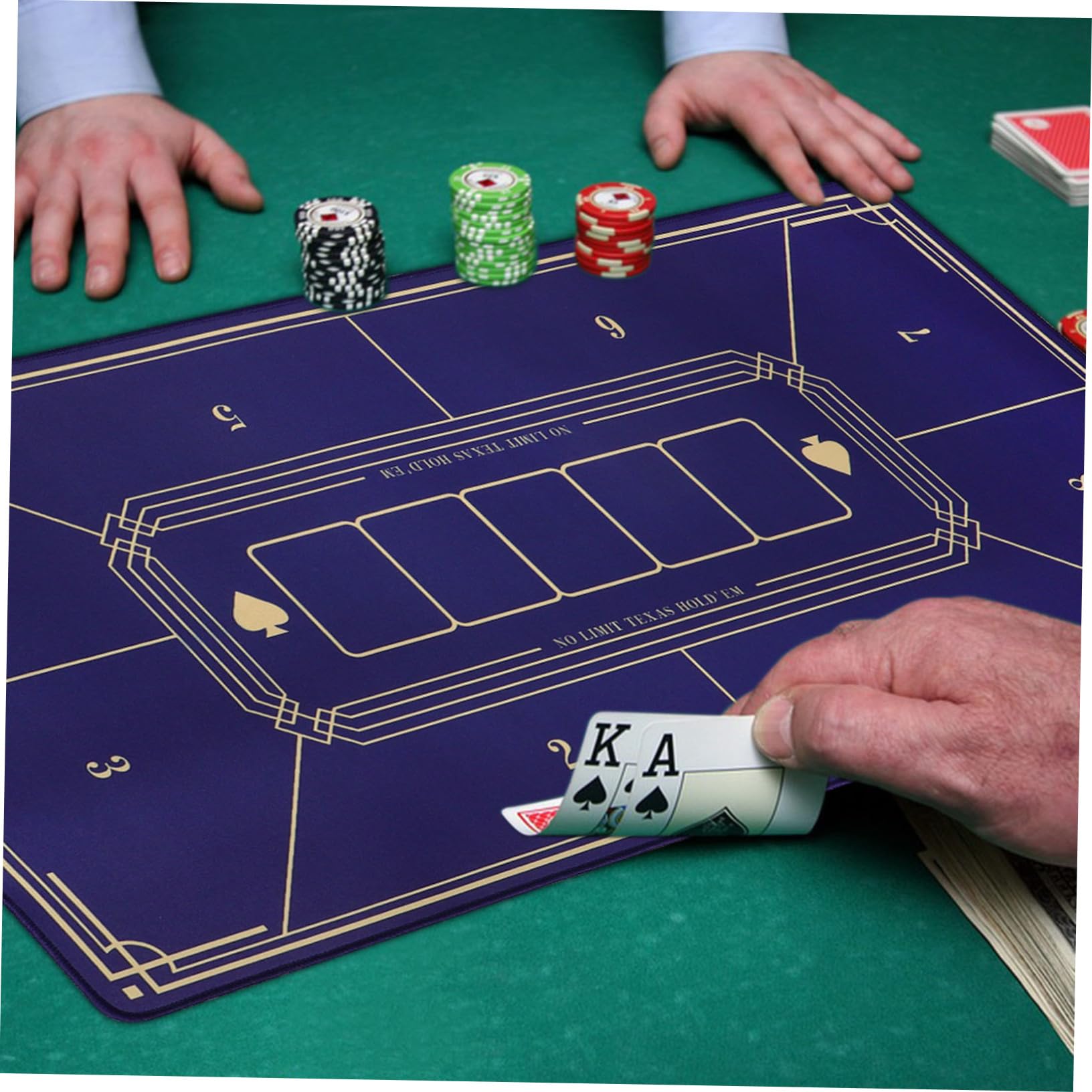 VICASKY Pokerpad Pokerspielmatte aus Kunstharz und Gummi Leicht zu Reinigen Vielseitig Passend für Pokerabende und Heimunterhaltung Farbe Blau