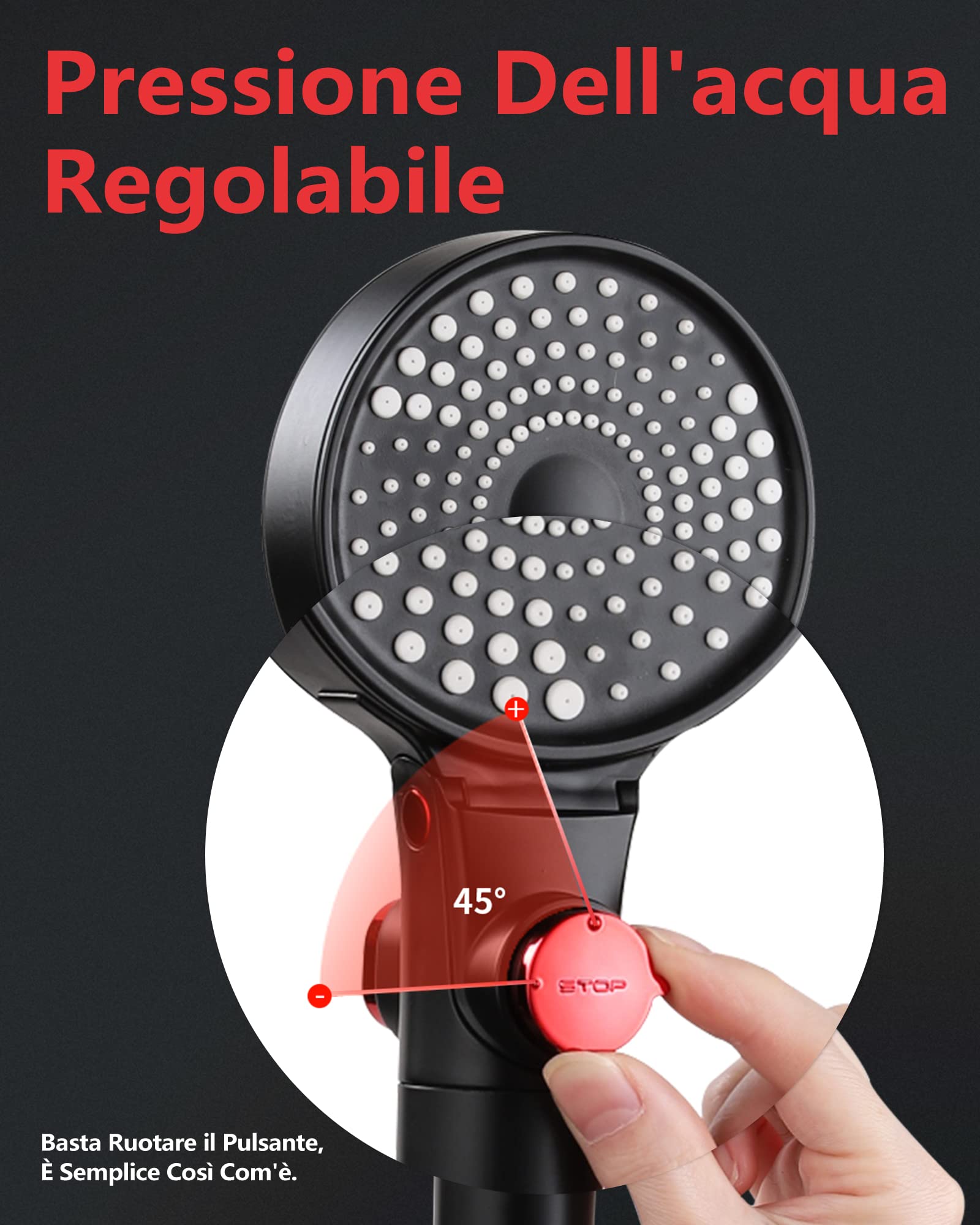 Soffione Doccia Con Filtro Anticalcare - 3 Getto, Alta Pressione, Risparmio Idrico | Con Modalità SPA - Foto 9