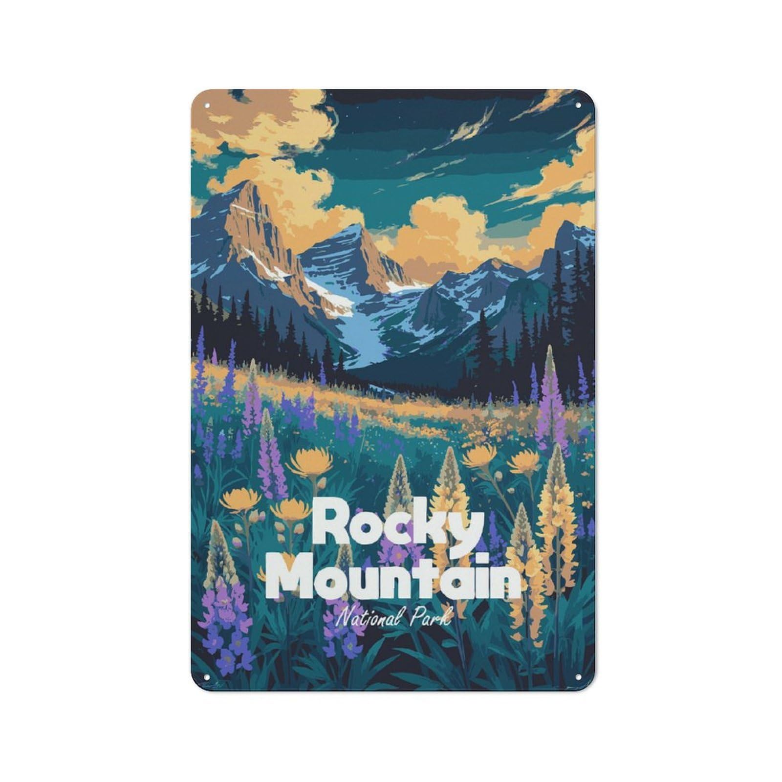 Junmoney Style-13 Classic Rocky Mountain National Park Landscape Art Metal Sign 30X20cm, Classic Pub Decor For Diner, Restaurant, Shed Or Kitchen