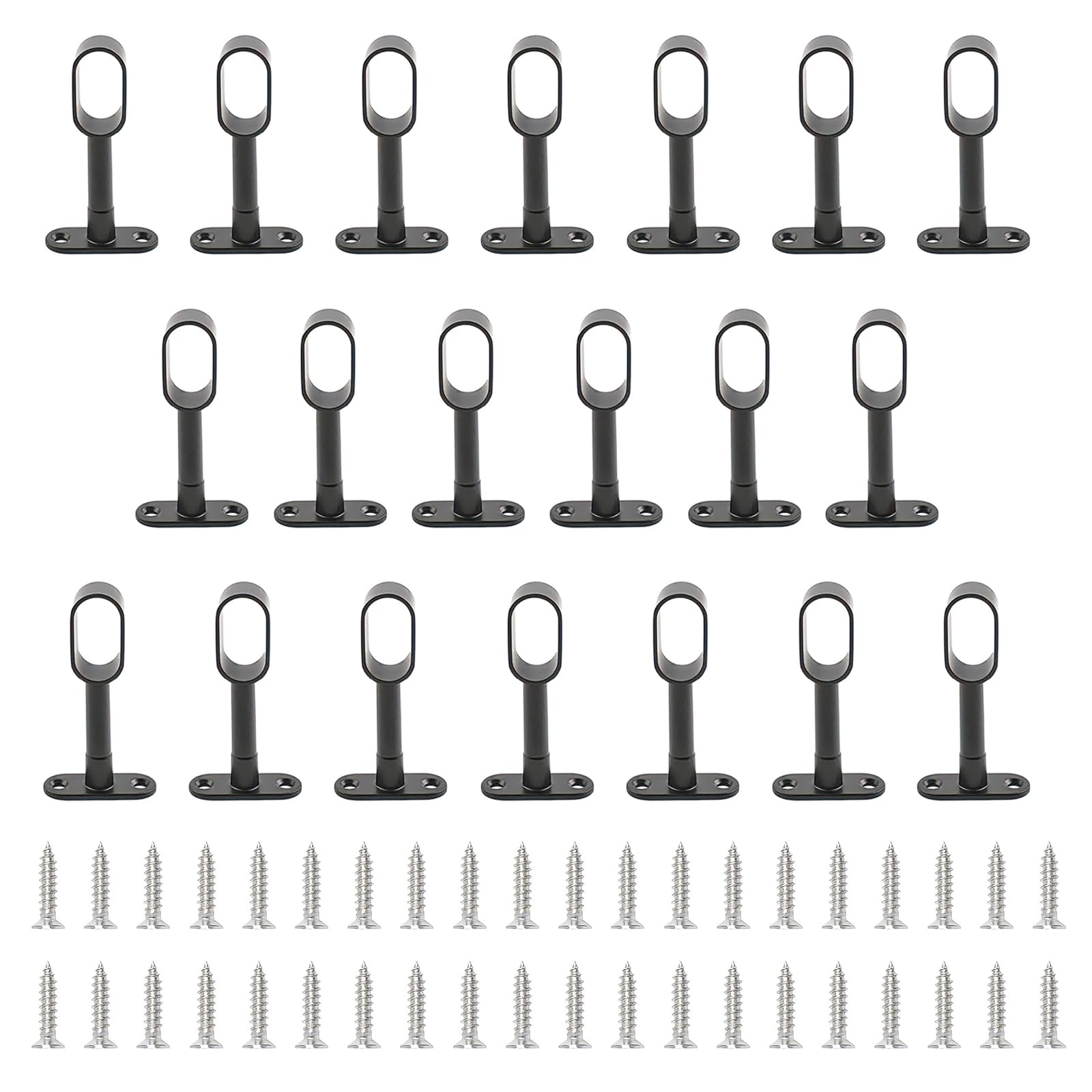 INCREWAY 20 Pcs Black Closet Rod Support, Zinc Alloy Oval Wardrobe Rod End, Adjustable Hollow Rod Bracket for Cabinet Bedroom Bathroom — image 1