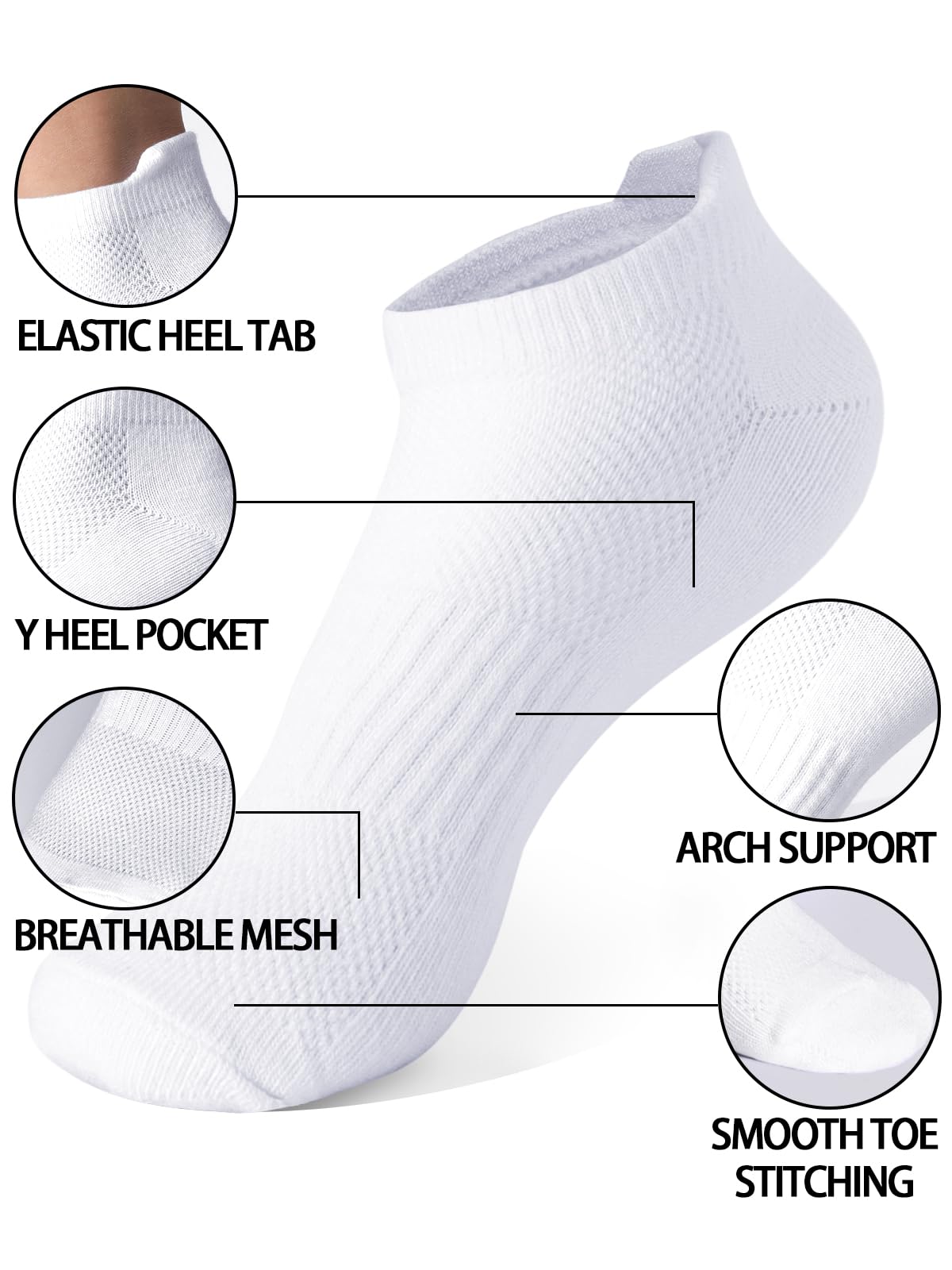 10 pares de calcetines para niños y niñas, calcetines atléticos de corte bajo, medio acolchado, de algodón, invisibles