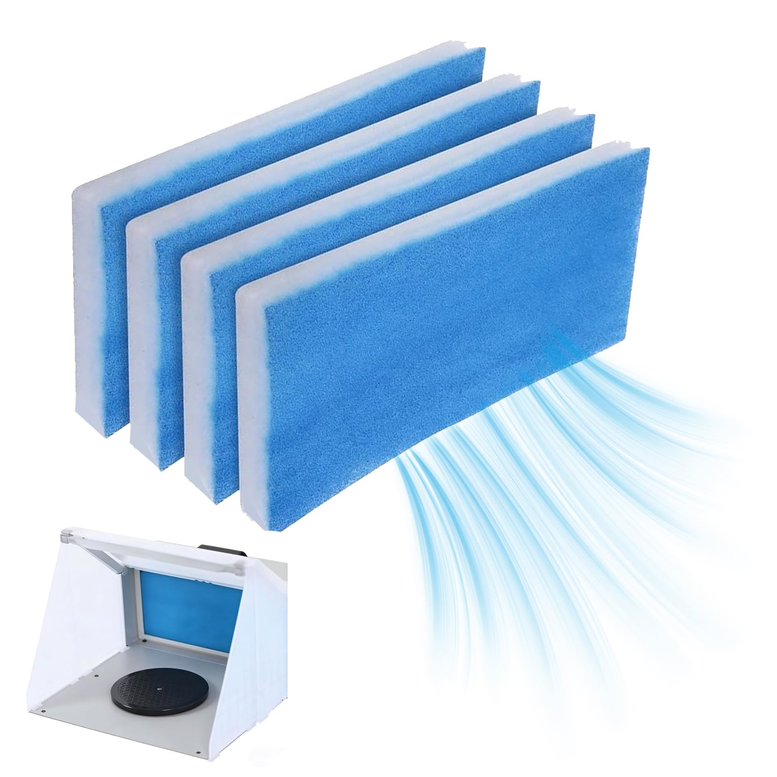 4 Stück Filtermatte, Airbrush-Spritzkabinenfilter Airbrush Absauganlage, Doppellagig Booth Air Filter Material, Airbrush Filter Tragbares Airbrush Zubehör Ersatzfilter Passend für Spritzkabinen
