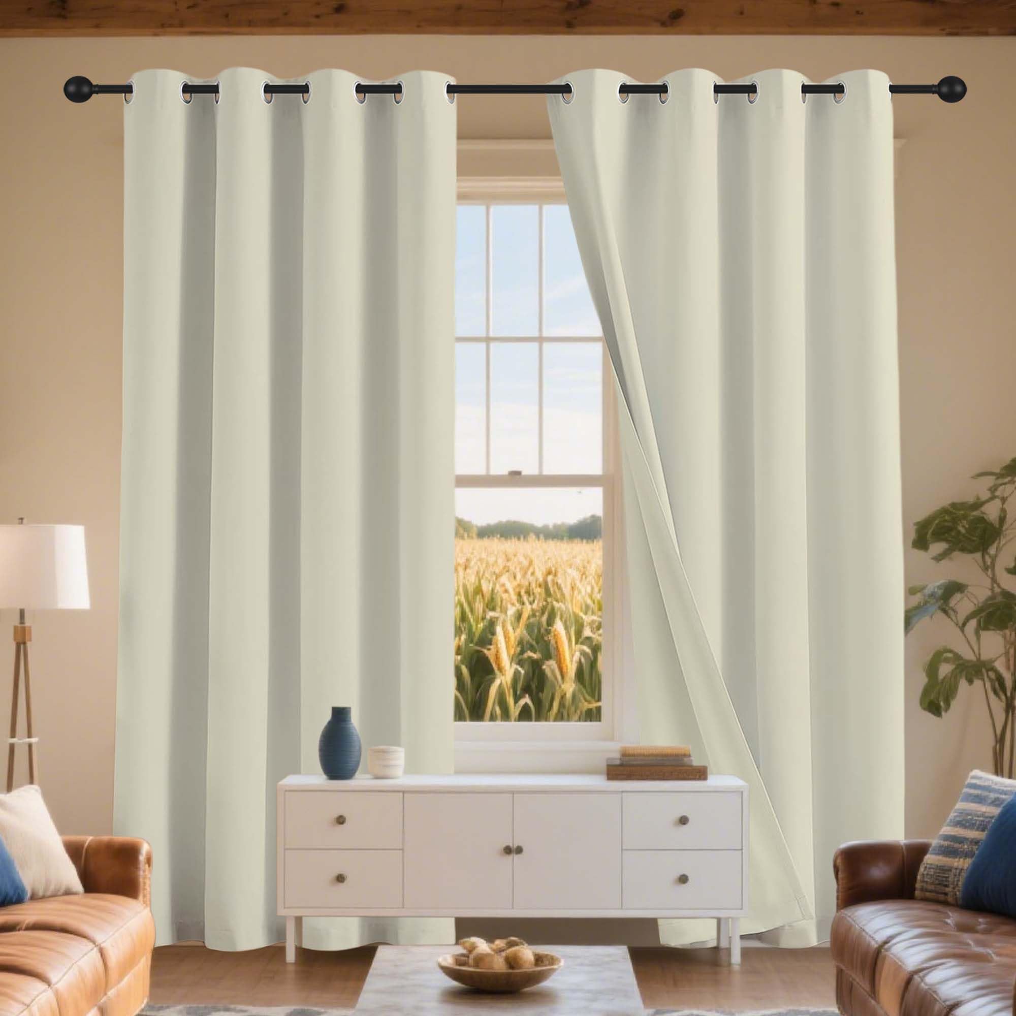Rideau occultant chambre adulte thermique beige 320x130 installation facile