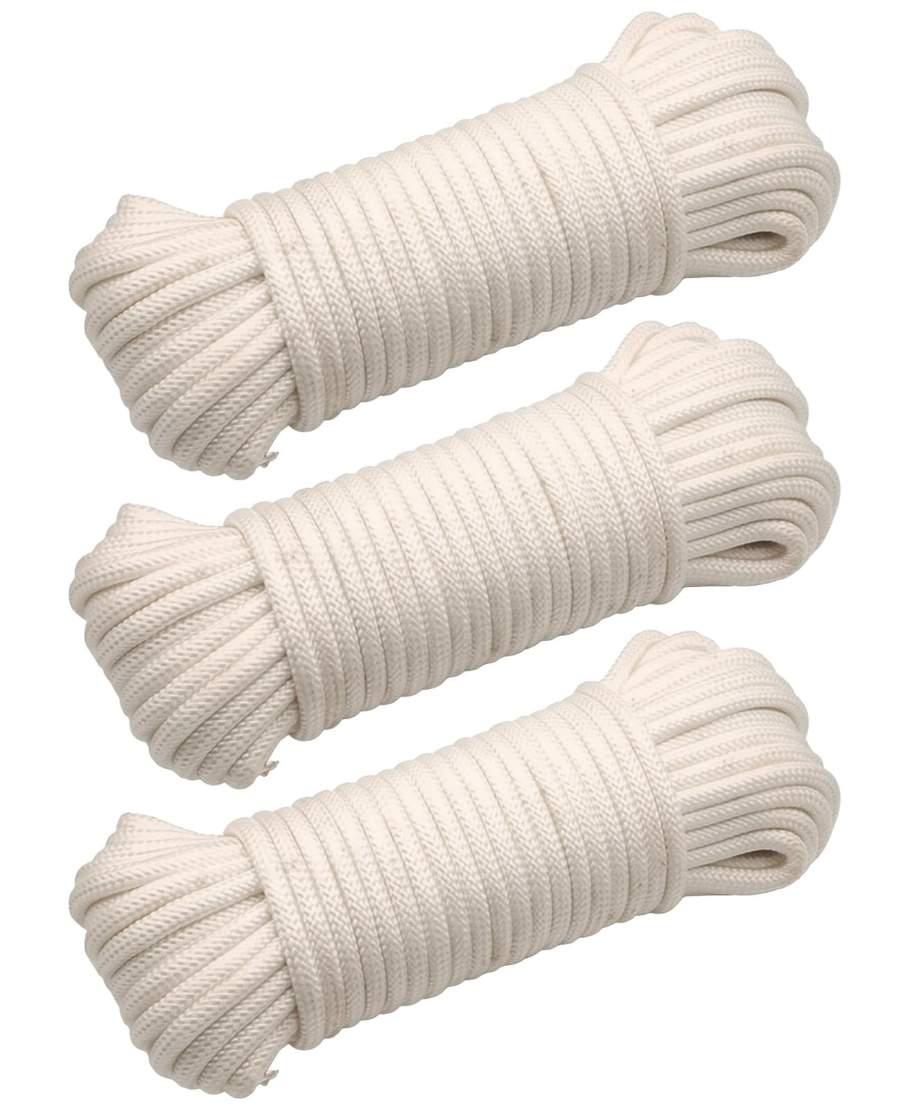 XdealCozyxc 30m Washing Line Rope Heavy Duty, White Strong Thick Cotton Outdoor Clothes Lines with Strong Tensile Strength