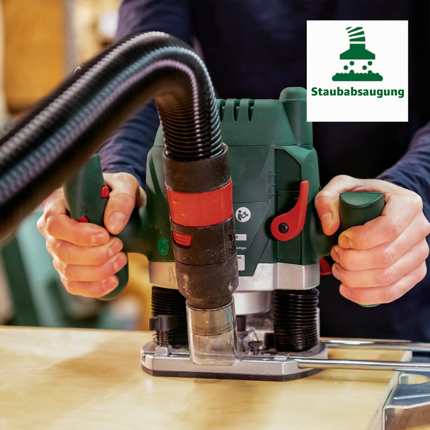 Bosch Oberfräse POF 1200 AE (1200 Watt, inkl. Zubehör für präzise Holzbearbeitung, für unterschiedliche Holzarten)