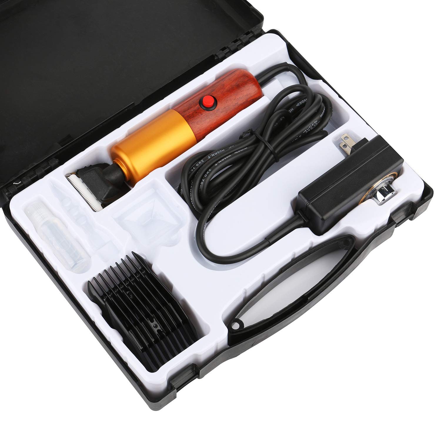 Maquina Cortar Pelo Perros, ZYWTZ® Puede Ajustar la Velocidad 3000-6000rpm, 200W Potencia, Cuerpo de Madera de Palo de Rosa, Profesional Cortapelos para Perros, Ovejas, Ganado, Caballo, Conejo
