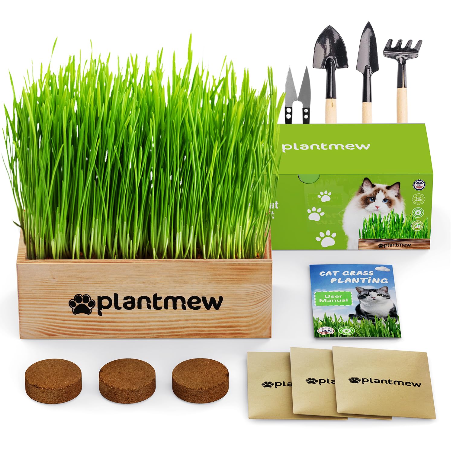 PLANTMEW Cat Grass Kit for Indoor Cats