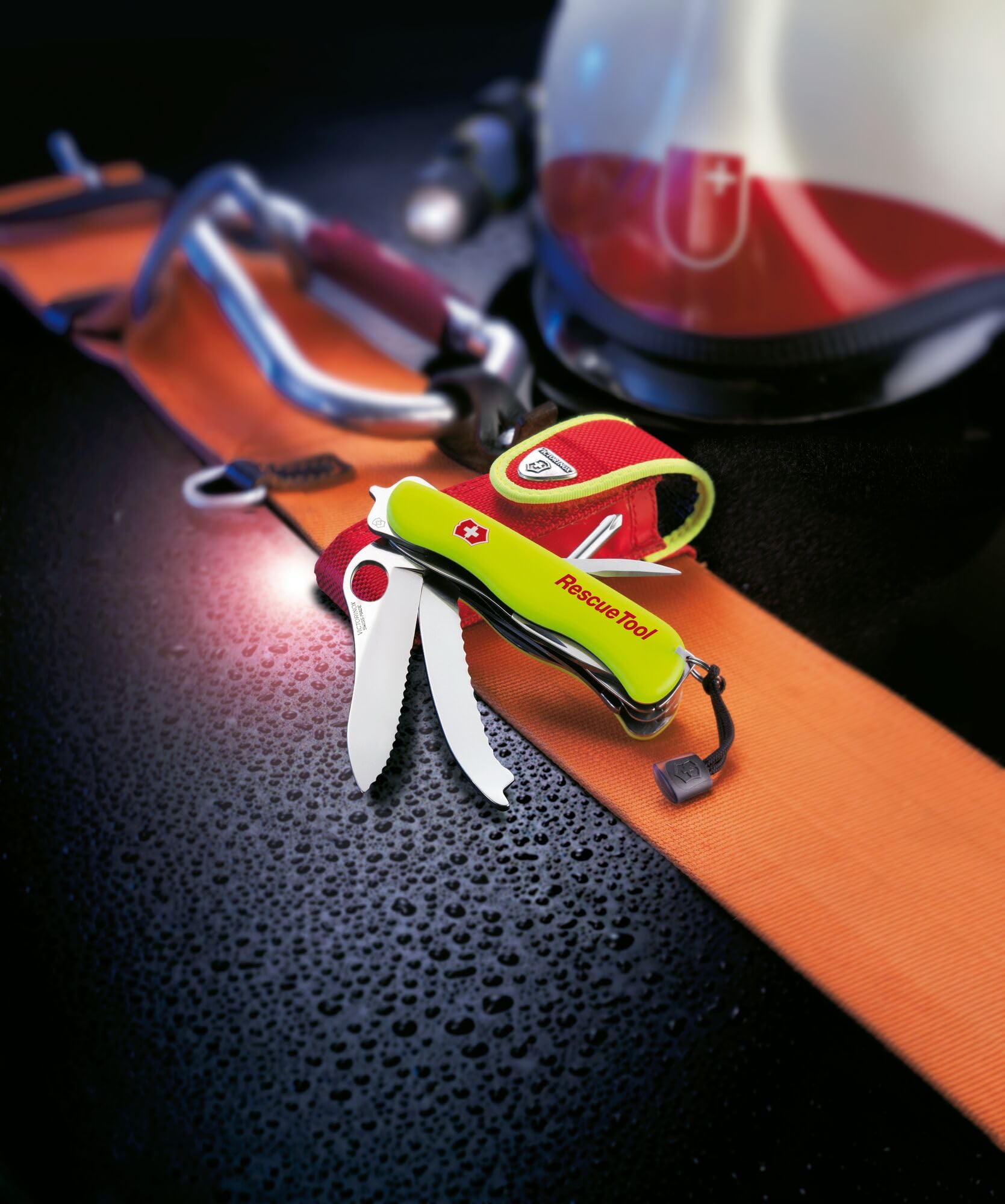 Victorinox Taschenmesser Rescue Tool (14 Funktionen, Frontscheibensäge, Gurtenschneider, Scheibenzertrümmerer) gelb