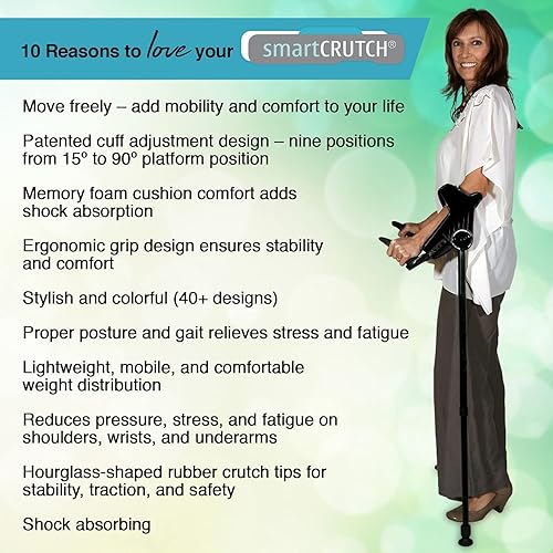 Miniatura 41 de smartCRUTCH Muletas ergonómicas personalizadas para el antebrazo para adultos, varios colores, el antebrazo ajustable gira de 15 a 90 grados, altura